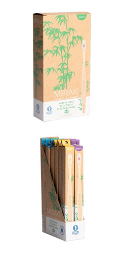 Cepillos Dientes Meraki Caja X 20u Madera Bambu Biodegradabl