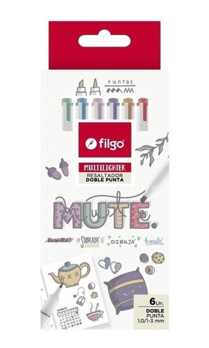 Resaltador Filgo Multilighter Fit Doble Punta Mute X 6 