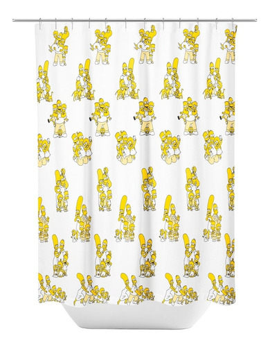 Imagen 2 de 9 de Cortina Baño Los Simpson Extra Gruesa Ganchos Y Protector