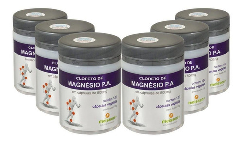 Kit 6 - Cloreto De Magnésio P.a 120 Cápsulas 500mg - Meissen