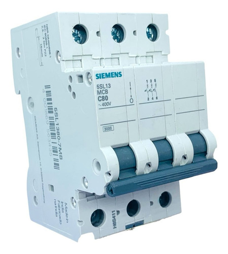Disjuntor Siemens Tripolar Curva C 80a 5sl1380-7mb