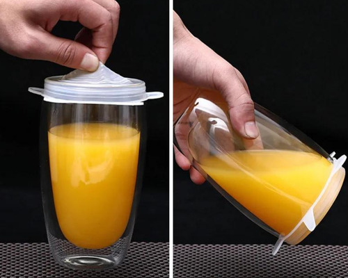 6 Pzas Tapa De Silicona Elástica Flexible Alimentos Cocina