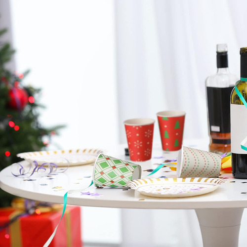 Juego De 36 Vasos De Papel Para El Dia De Navidad Con Tapas