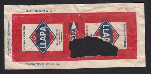 Cajetilla De Cigarrillos La Llapa 1940`s Marquilla (c85)