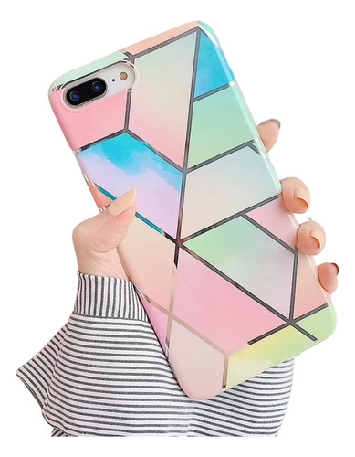 Funda Mármol Para iPhone + Mica De Vidrio 9h De Regalo!