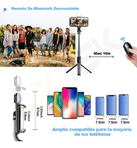 Yan Palo Selfie Trípode Con Luz Selfie Stick Bluetooth