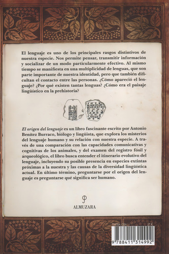 EL ORIGEN DEL LENGUAJE: No, de Benítez Burraco, Antonio., vol. 1. Editorial Almuzara, tapa pasta blanda, edición 1 en español, 2023