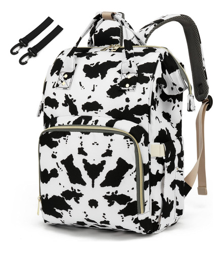 Mochila De Pañales Para Bebés Y Niñas, Yusudan Mom Imper. Color Estampado De Vaca Blanco