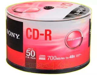 Disco Cd-r Sony Grabable 700mb 48x Musica Fotos Cono X 50 Cd