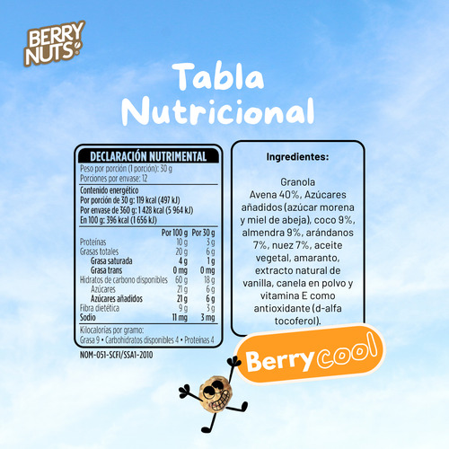 2 Pack Granola Arándano Y Almendra Berry Nuts 360g