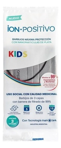 Barbijo Ion Positivo X 9u Tapaboca Mascarilla Nanoparticulas Color Kids