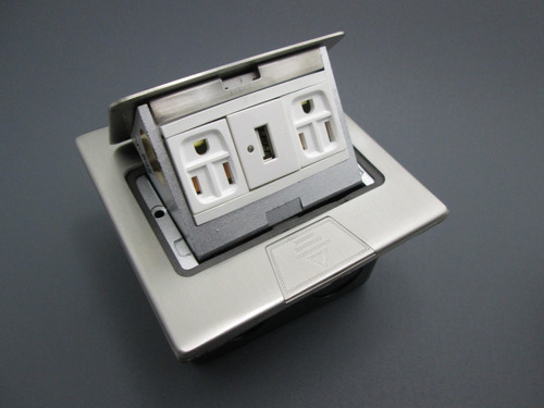 Contacto Duplex C/cargador Usb Para Piso Tapa Abatible