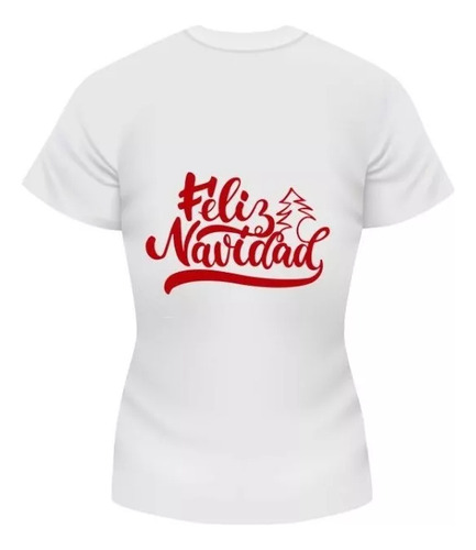 Playera Navidad Feliz Letras Rojas Regalo Mujer M65