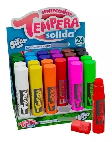 Tempera Solida En Barra Sifap Colores Surtidos X 24 U Caja