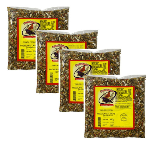 Kit 4 Ração P/ Trinca Ferro Alta Performance Com Larva 350 G