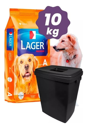 Lager Premium Perro Adulto 10 Kg + Recipiente Ración C /tapa
