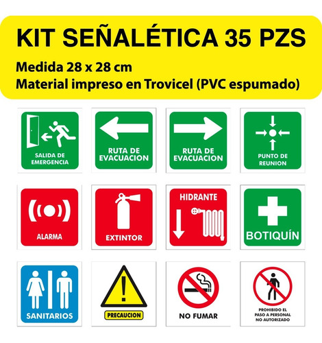 Señalética De Seguridad 35 Pzs (28x28 Cm, Trovicel)