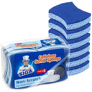 Mr.siga Non-scratch Cellulose Scrub Sponge, Dual-sided ...