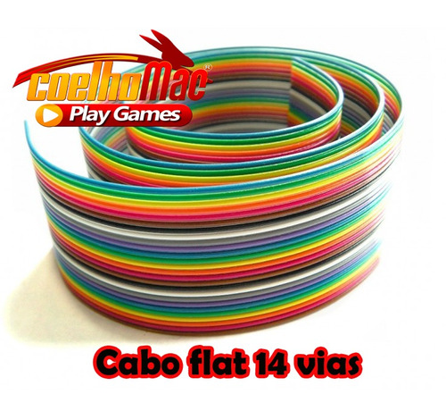 Cabo Flat Colorido 14 Vias Chicote Fliperamas Alarmes Bartop