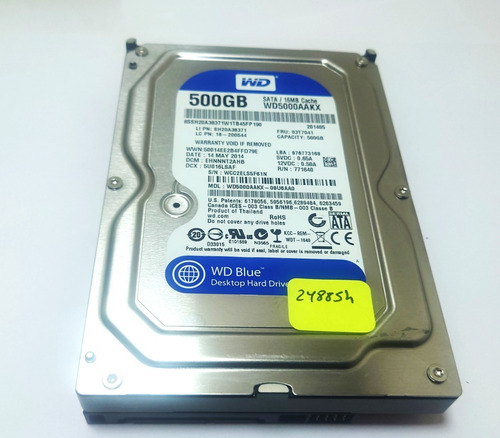 Disco Duro 500gb Wd Blue 7200 Sata 6gbps 3.5 Wd5000aakx 