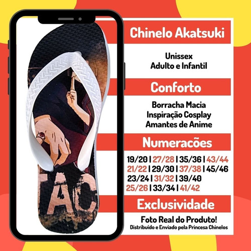 Sandalia Akatsuki Chinelo Naruto Geek Itachi Pronta Entrega