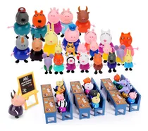 Comprar Lazhu Conjunto De 34 Muñecas Y Peppa Pig Familia Muñecas