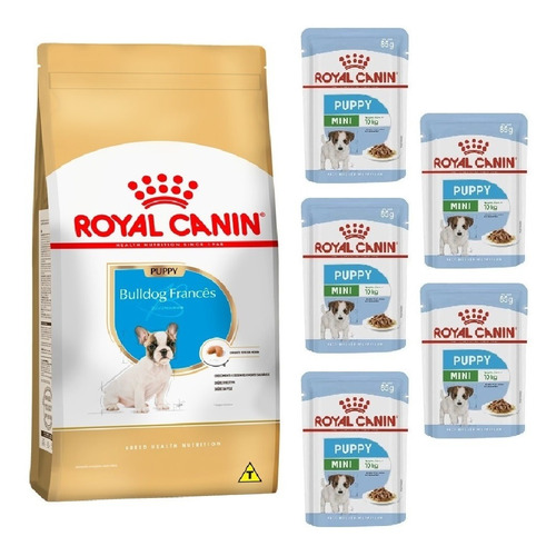 Kit Bulldog Frances Puppy 1kg E 5 Sachês Mini Royal Canin