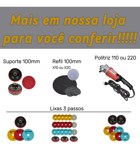 Kit 10 Lixa Diamantada Para Polimento Grão 100 Disco Mármore