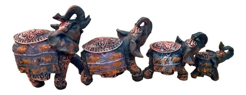 Figura De Elefante Familia De 4 Elefantes Poliresina 