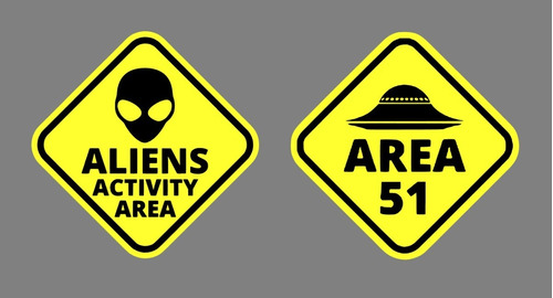 Sticker Letreros Alien Area 51 Calcomania Vinil Estampado