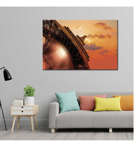 Cuadro Torre Eiffel Atardecer Paisaje Elegante Canvas 90x60