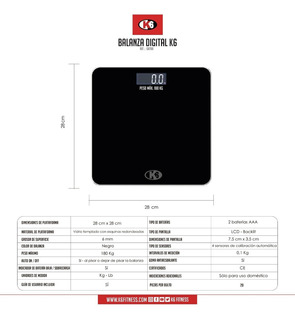 Bascula Digital Balanza Pesa Personas Pantalla Digital K6 180kg