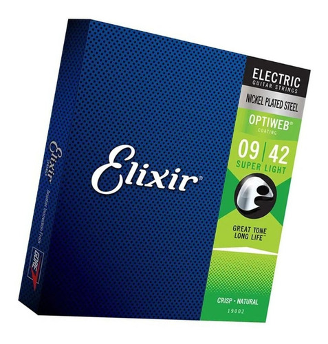 Encordoamento Elixir Cordas 009 Super Light Optiweb Guitarra