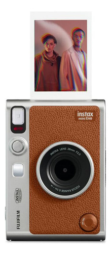 Cámara Fujifilm Instax Mini Evo Hybrid Brown Con 60 Película