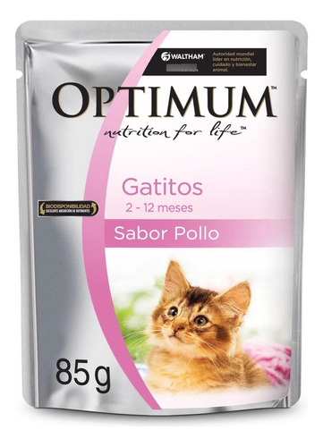 Alimento Optimum Kitten Pouch Sabor Pollo 85g