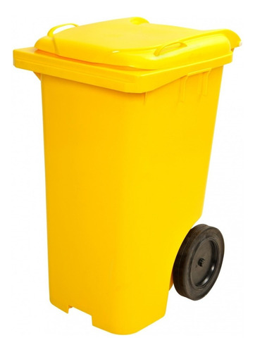 Lixeira Conteiner Gari Plastico 240 Litros C/ Roda De 300mm Cor Amarelo