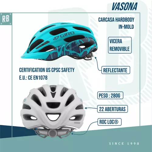 Casco Bicicleta Mujer Giro Vasona Compacto Regulable Color Celeste Talle  Universal