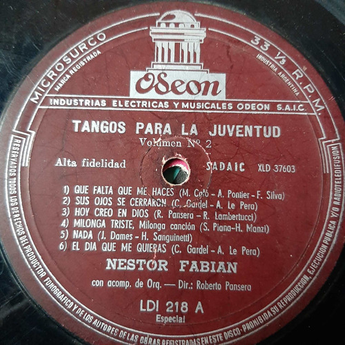 Sin Tapa Disco Nestor Fabian Tangos Para Juventud Vol 2 T0