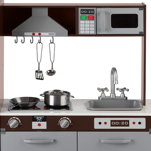 Juego De Cocina Vertical P/niños De Madera; Espresso/gris