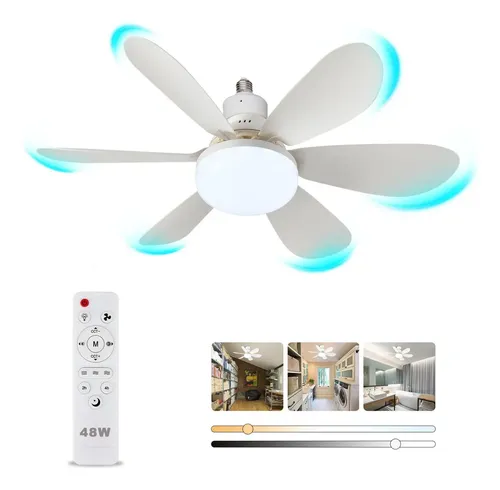 Cozylady Focos Led De Ventiladors 48w Luz Led E26/e27 3000k-6500k Con Lámpara De Ventilador 52cm