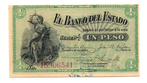 Banco Del Estado 1 Peso 1900 Error Anverso Descentrado