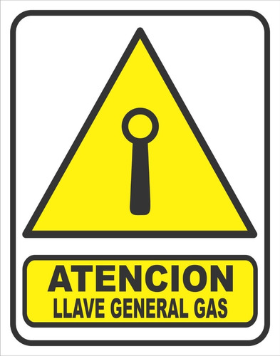 Cartel Atencion Llave General Gas 22x28 Cm