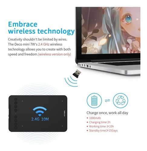 Imagen 2 de 5 de Xppen Deco Mini7w Inálambrica Pro Tableta Digitalizadora