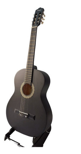 Guitarra Clásica Criolla Parquer Custom Negra Mate Funda