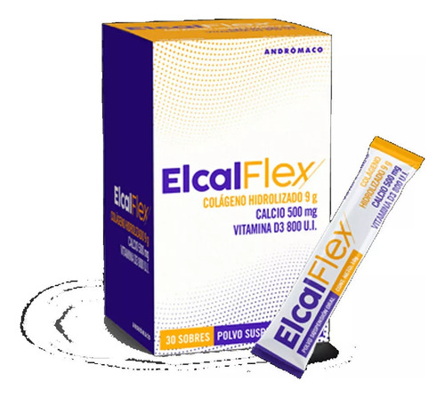 Elcalflex Colageno Hidrolizado Calcio Vitamina D - 30 Sobres