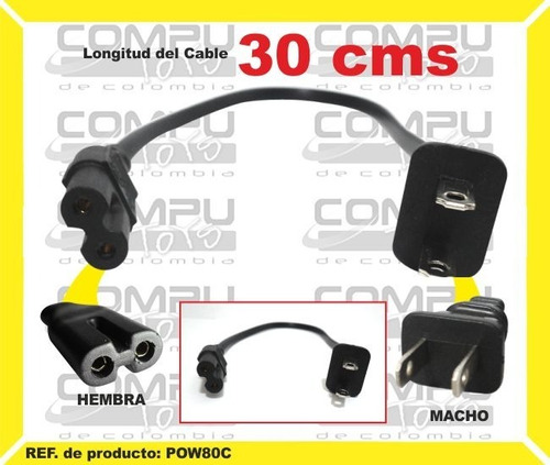 Cable De Corriente Tipo 8 De 30 Cm Ref: Pow80c Computoys Sas