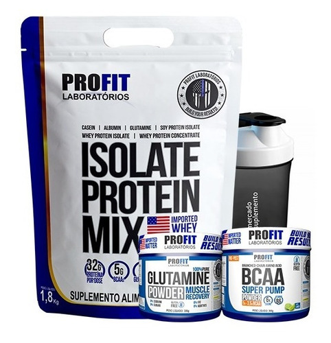 Whey Protein Isolate 1,8k + Bcaa 300g + Glutamina 300g + Coq