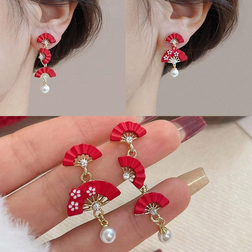 1 Par De Pendientes De Novia En Forma De Abanico De Estilo C