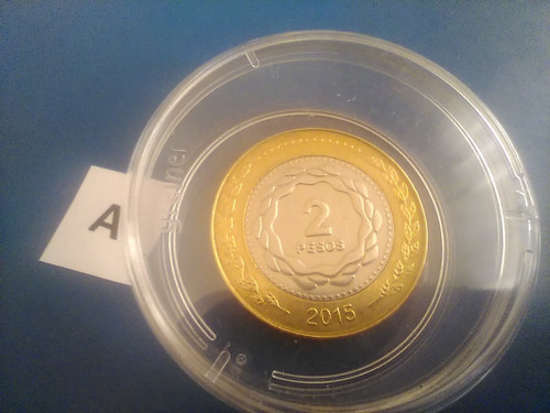 2 Dos Pesos Moneda Año 2015 Con Caja De La Argentina 