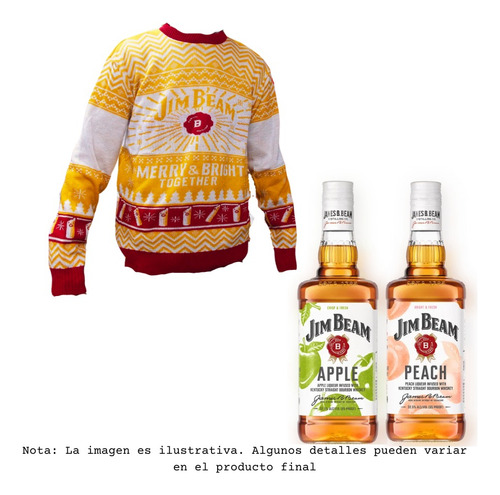 Whisky Jim Beam Peach + Apple 700 Ml Incluye Ugly Sweater